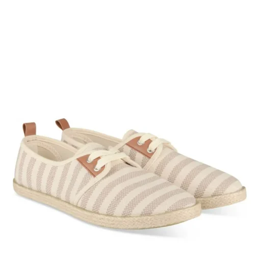 Espadrilles Lacets BLANC Femme Motif Uni Lacets