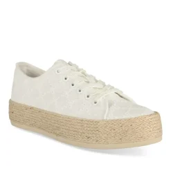 Espadrilles Lacets BLANC Femme Motif Uni Lacets