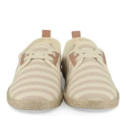 Espadrilles Lacets BLANC Femme Motif Rayures Lacets