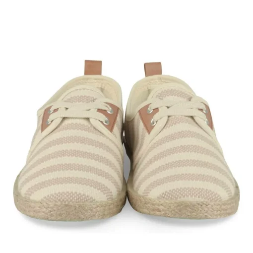 Espadrilles Lacets BLANC Femme Motif Rayures Lacets