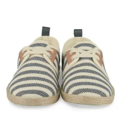 Espadrilles Lacets BLANC Femme Motif Rayures Lacets