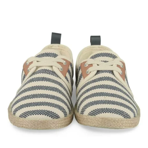 Espadrilles Lacets BLANC Femme Motif Rayures Lacets