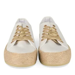 Espadrilles Lacets BLANC Femme Motif Uni A Enfiler