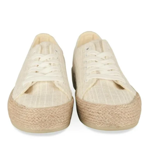Espadrilles Lacets BLANC Femme Motif Uni A Enfiler
