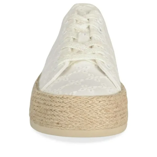 Espadrilles Lacets BLANC Femme Motif Uni Lacets