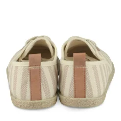 Espadrilles Lacets BLANC Femme Motif Rayures Lacets