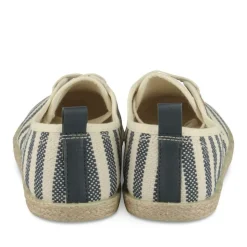 Espadrilles Lacets BLANC Femme Motif Rayures Lacets