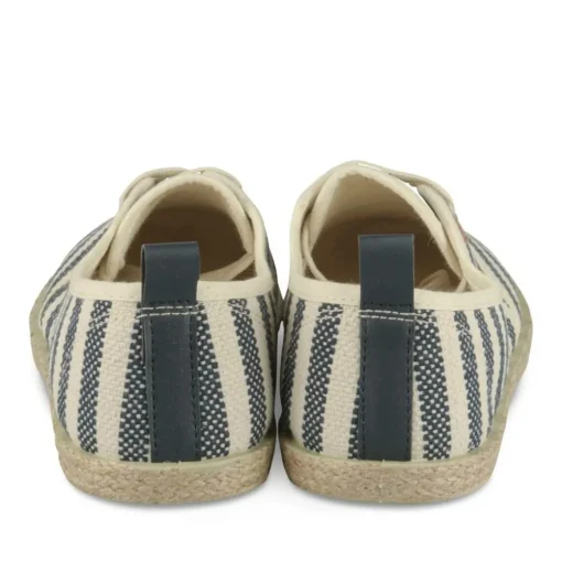 Espadrilles Lacets BLANC Femme Motif Rayures Lacets