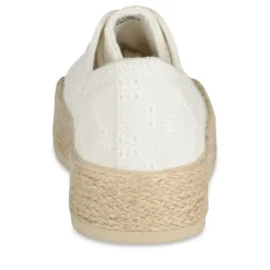 Espadrilles Lacets BLANC Femme Motif Uni Lacets