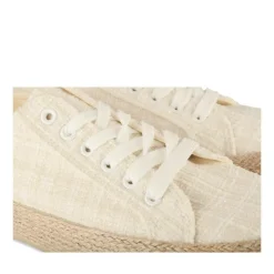 Espadrilles Lacets BLANC Femme Motif Uni A Enfiler