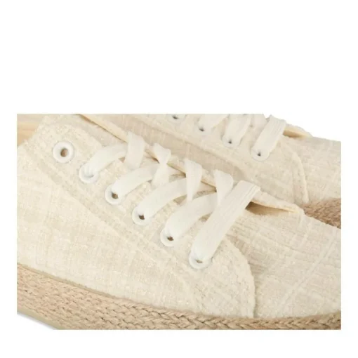 Espadrilles Lacets BLANC Femme Motif Uni A Enfiler