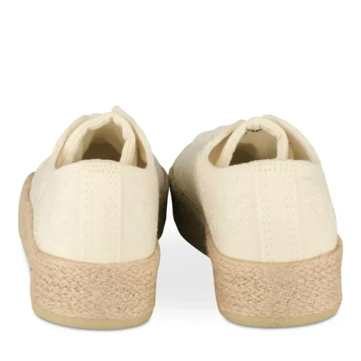 Espadrilles Lacets BLANC Femme Motif Uni Lacets
