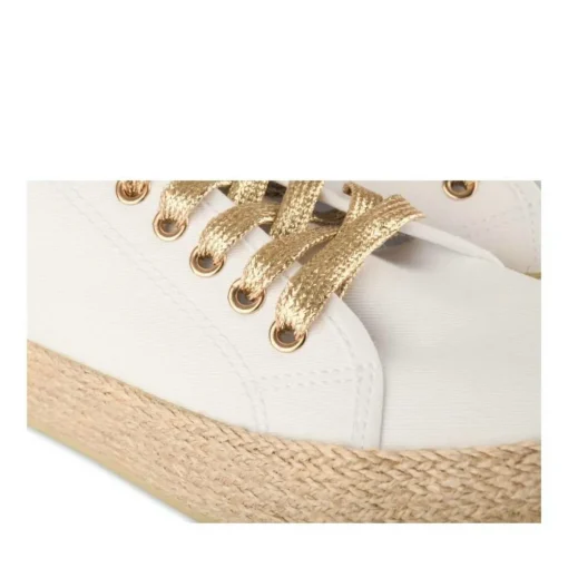 Espadrilles Lacets BLANC Femme Motif Uni A Enfiler