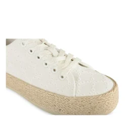 Espadrilles Lacets BLANC Femme Motif Uni Lacets