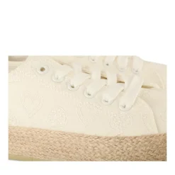 Espadrilles Lacets BLANC Femme Motif Uni Lacets