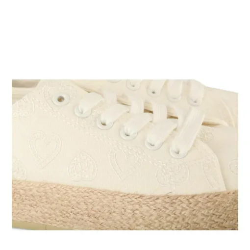 Espadrilles Lacets BLANC Femme Motif Uni Lacets