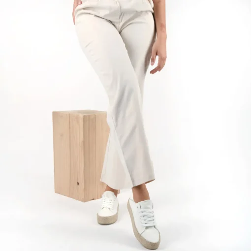 Espadrilles Lacets BLANC Femme Motif Uni Lacets