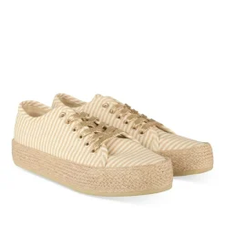 Espadrilles Lacets JAUNE Femme Motif Uni Lacets