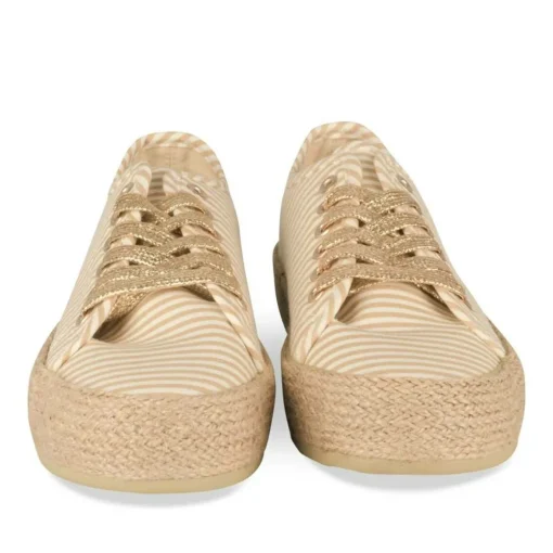 Espadrilles Lacets JAUNE Femme Motif Uni Lacets