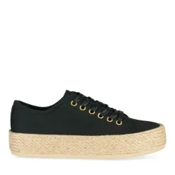 Espadrilles Lacets NOIR Femme Motif Uni Lacets