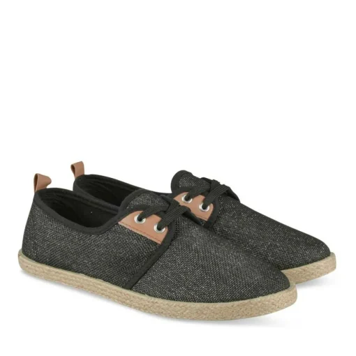 Espadrilles Lacets NOIR Femme Motif Paillettes Lacets