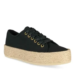 Espadrilles Lacets NOIR Femme Motif Uni Lacets