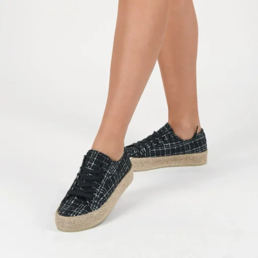 Espadrilles Lacets NOIR Femme Motif Uni Lacets