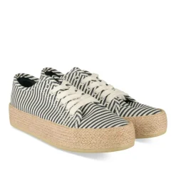 Espadrilles Lacets NOIR Femme Motif Uni A Enfiler