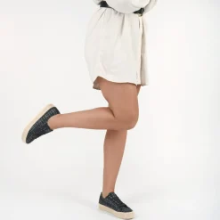 Espadrilles Lacets NOIR Femme Motif Uni Lacets