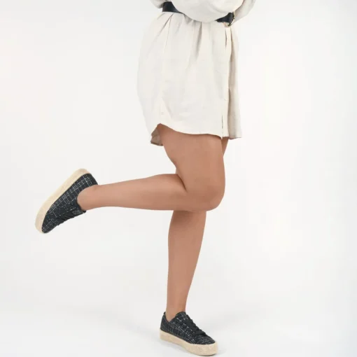 Espadrilles Lacets NOIR Femme Motif Uni Lacets
