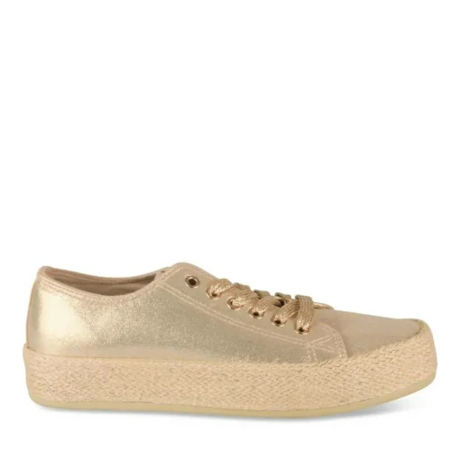 Espadrilles Lacets OR Femme Motif Uni Lacets