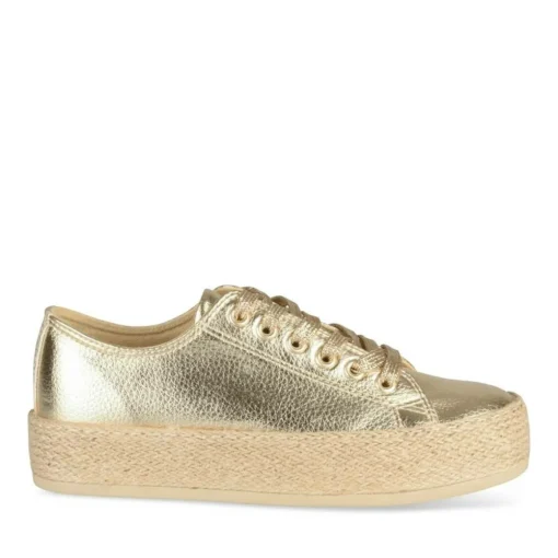 Espadrilles Lacets OR Femme Motif Uni Lacets