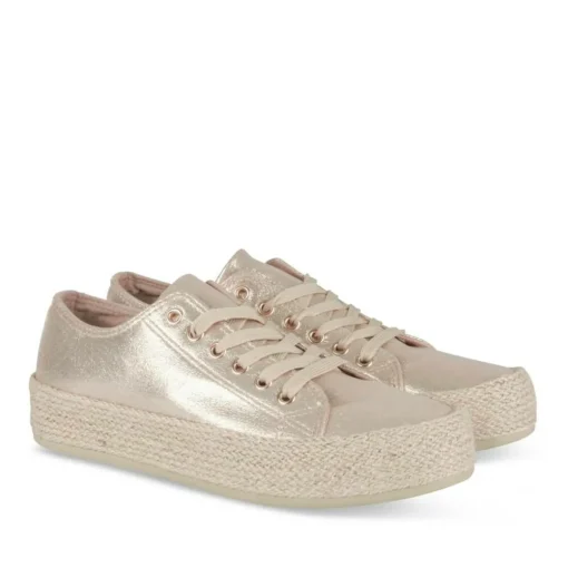 Espadrilles Lacets OR Femme Motif Paillettes Lacets