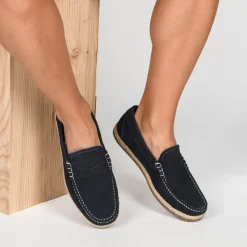 Espadrilles MARINE Homme CUIR Motif Uni A Enfiler