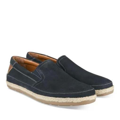 Espadrilles MARINE Homme CUIR Motif Uni A Enfiler