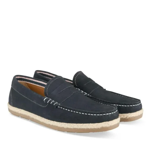 Espadrilles MARINE Homme CUIR Motif Uni A Enfiler