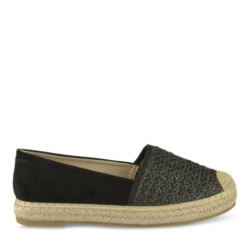Espadrilles NOIR Femme Motif Tressé A Enfiler