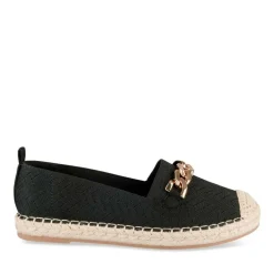 Espadrilles NOIR Femme Motif Chaîne A Enfiler