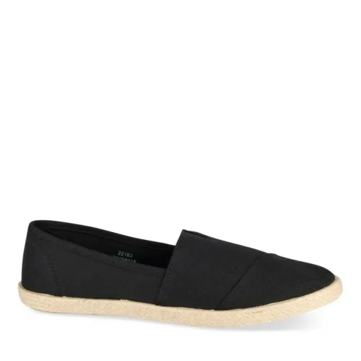 Espadrilles NOIR Femme Motif Uni Elastique