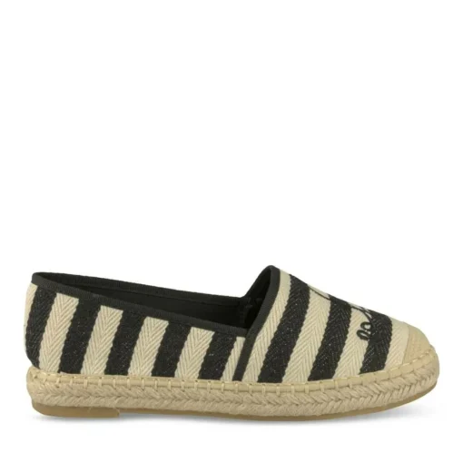 Espadrilles NOIR Femme Motif Rayures A Enfiler