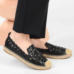 Espadrilles NOIR Femme Motif Uni A Enfiler