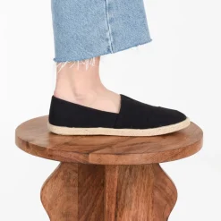 Espadrilles NOIR Femme Motif Uni Elastique