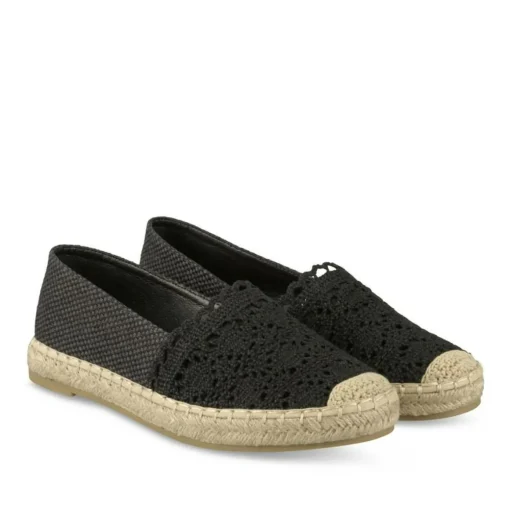 Espadrilles NOIR Femme Motif Tressé A Enfiler