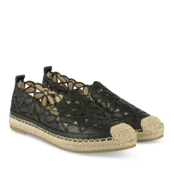 Espadrilles NOIR Femme Motif Fleuri A Enfiler
