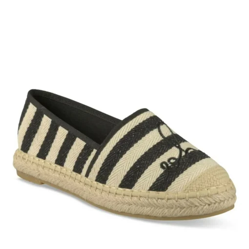 Espadrilles NOIR Femme Motif Rayures A Enfiler