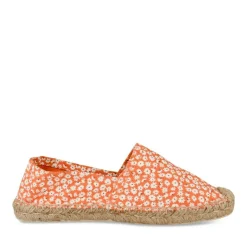 Espadrilles ORANGE Femme Motif Fleuri A Enfiler