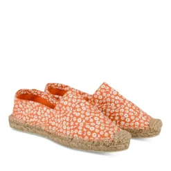 Espadrilles ORANGE Femme Motif Fleuri A Enfiler