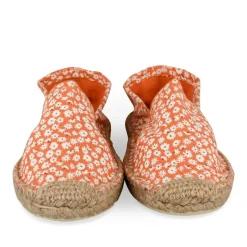 Espadrilles ORANGE Femme Motif Fleuri A Enfiler
