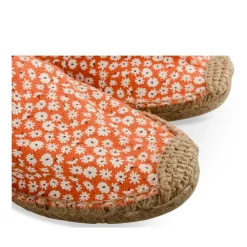 Espadrilles ORANGE Femme Motif Fleuri A Enfiler