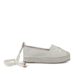 Espadrilles Plateforme BEIGE Femme Motif Fleuri A Enfiler